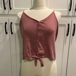 Hippie Rose Dusty Pink Button-Up Crop Top